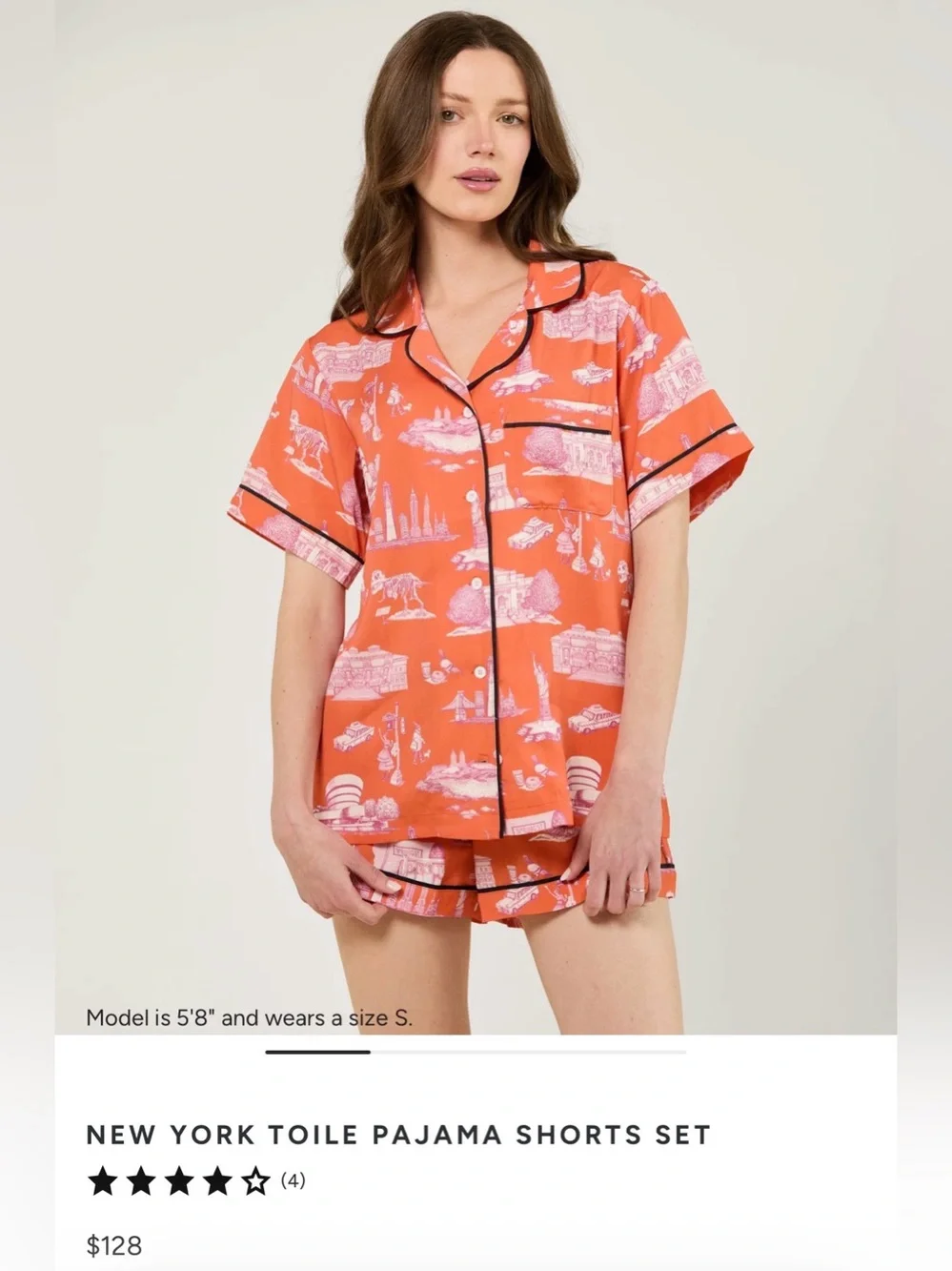 Katie Kime New York Toile Pajamas Short Set XS